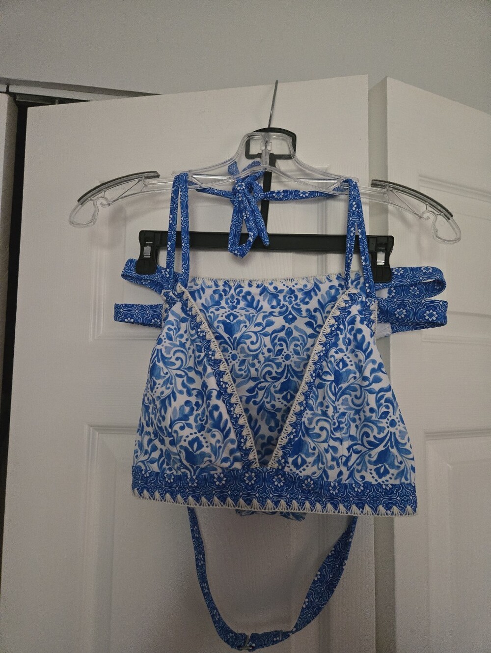 Blue and White Floral Halter Bikini
